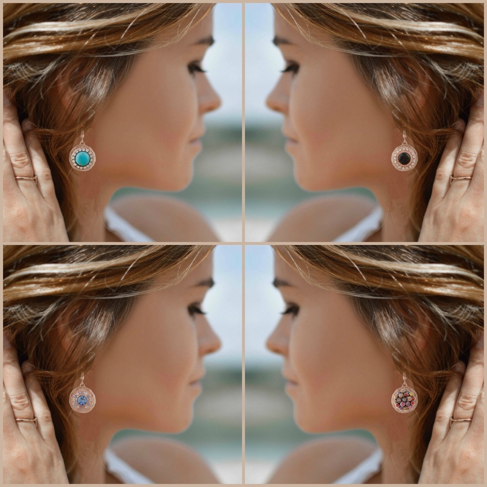 Snap Charm Rose Gold Plated Drop Earrings for Mini Petite Snaps 12mm - Picture 4 of 4